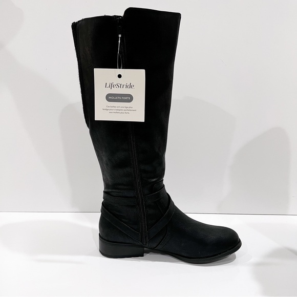 LifeStride Xtrovert Riding Boots Vegan Leather Wide Calf Black Size 8.5WIDE NEW - Picture 10 of 16